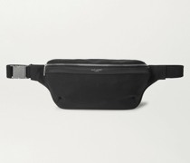 Leather-Trimmed Canvas Belt Bag