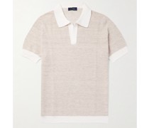 Pullover aus Piqué aus einer Baumwoll-Leinenmischung mit Polokragen