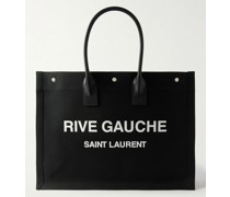 Große Tote aus Twill mit Lederbesätzen und Logoprint