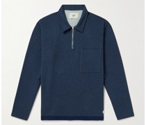 Signal Sweatshirt aus Baumwoll-Jersey mit Chambray-Besatz und kurzem Reißverschluss