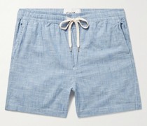 Gerade geschnittene Shorts aus Flammgarn-Baumwolle mit Kordelzugbund