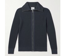 Fender Cardigan aus Schurwolle in Rippstrick