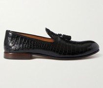 Nicolas Croc-Effect Leather Tasselled Loafers