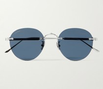 Rahmenlose Sonnenbrille mit silberfarbenen Details