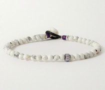 - Armband aus Kordel mit mehreren Steinen und Details aus Silber