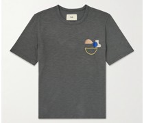 T-Shirt aus Flammgarn-Jersey aus Baumwolle mit Stickerei