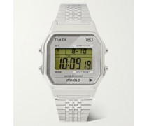 T80 34 mm Digitaluhr aus Edelstahl