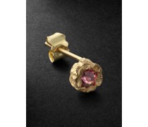 Einzelner Ohrstecker aus recyceltem Gold mit Granat