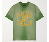 Track T-Shirt aus Baumwoll-Jersey mit Logoflockdruck