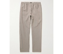 Easy Straight-Leg Checked Cotton, TENCEL™ Lyocell and Linen-Blend Trousers