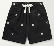 Shorts aus Baumwolle mit Kordelzugbund, Stickereien und Verzierung