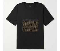 T-Shirt aus Baumwoll-Jersey mit Mesh-Besatz