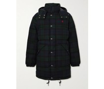 Quilted Checked Wool-Blend Hooded Down Jacket