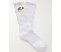 Socken aus einer gerippten Baumwollmischung mit Stickerei