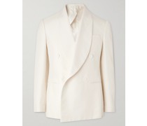 Shawl-Collar Double-Breasted Silk Tuxedo Jacket