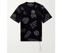 T-Shirt aus Velours aus einer Baumwollmischung mit Print