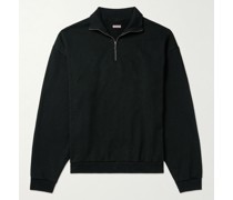 Sweatshirt aus Baumwoll-Jersey mit Print und kurzem Reißverschluss