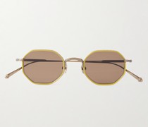 Octagon-Frame Gold-Tone Titanium and Acetate Sunglasses