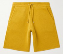 Wide-Leg Ribbed Cashmere Drawstring Shorts