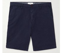 Gerade geschnittene Bermudashorts aus Baumwoll-Twill in Stückfärbung