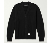 Cardigan aus Baumwolle in Rippstrick mit Logoapplikation