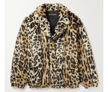 Mantel aus Faux Fur mit Leopardenprint
