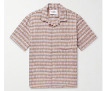 Gestreiftes Hemd aus Jacquard aus einer Baumwollmischung mit Reverskragen