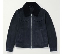 Jacke aus Veloursleder mit Shearling-Besatz