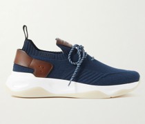 Shadow Sneakers aus Stretch-Strick mit Besätzen aus Venezia-Leder