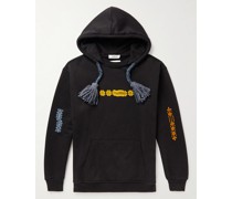 Hoodie aus Baumwoll-Jersey mit Logostickerei und Troddeln