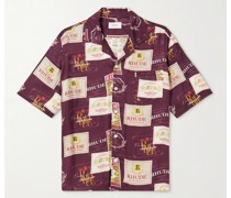 Wine Club Hemd aus bedrucktem Twill mit Reverskragen