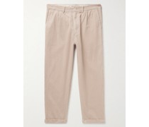 Schmal zulaufende Bundfaltenhose aus Baumwollcord
