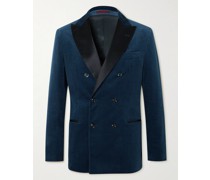 Satin-Trimmed Cotton-Velvet Tuxedo Jacket