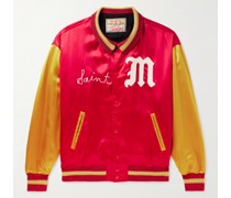 Bomberjacke aus Satin mit Applikation und Logostickerei