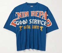 Denim Repair Oversized-T-Shirt aus Baumwoll-Jersey mit Print