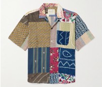 Ronen Patchwork-Hemd aus Baumwolle mit Print und wandelbarem Kragen