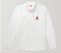 Hemd aus Baumwollpopeline mit Button-Down-Kragen und Logostickerei