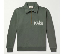 Sweatshirt aus Baumwoll-Jersey mit Polokragen, kurzem Reißverschluss und Logoapplikation