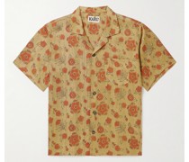 Hemd aus Seide mit Blumenprint und Reverskragen