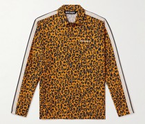 Hemd aus einer Leinen-Baumwollmischung mit Leopardenprint und Webband