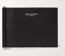 Pebble-Grain Leather Billfold Wallet with Money Clip