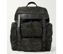 City Leather-Trimmed Camouflage-Print Nylon Backpack