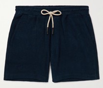Gerade geschnittene Shorts aus Baumwollfrottee mit Kordelzugbund und Logostickerei