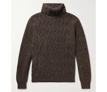 Corrán Cam Cable-Knit Donegal Merino Wool and Cashmere-Blend Rollneck Sweater