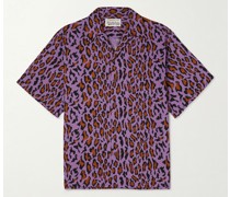 Hemd aus Webstoff mit Reverskragen und Leopardenprint