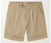 Gerade geschnittene Shorts aus Baumwollgabardine mit Bundfalten
