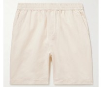 Gerade geschnittene Shorts aus Twill aus einer Baumwoll-Leinenmischung