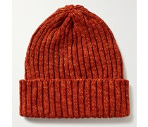 Beanie aus Wolle in Rippstrick