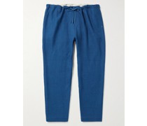 Tapered Indigo-Dyed Organic Cotton Drawstring Trousers