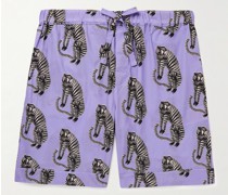 Tiger Printed Organic Cotton-Poplin Pyjama Shorts
